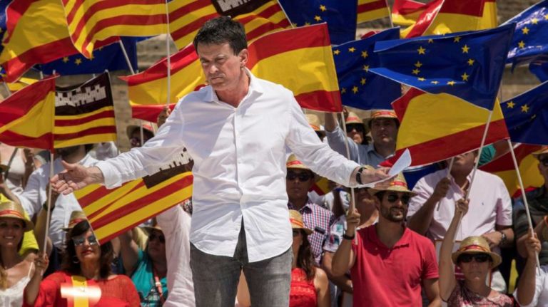 Manuel Valls em manifestação em Madrid com a direita e a extrema-direita
