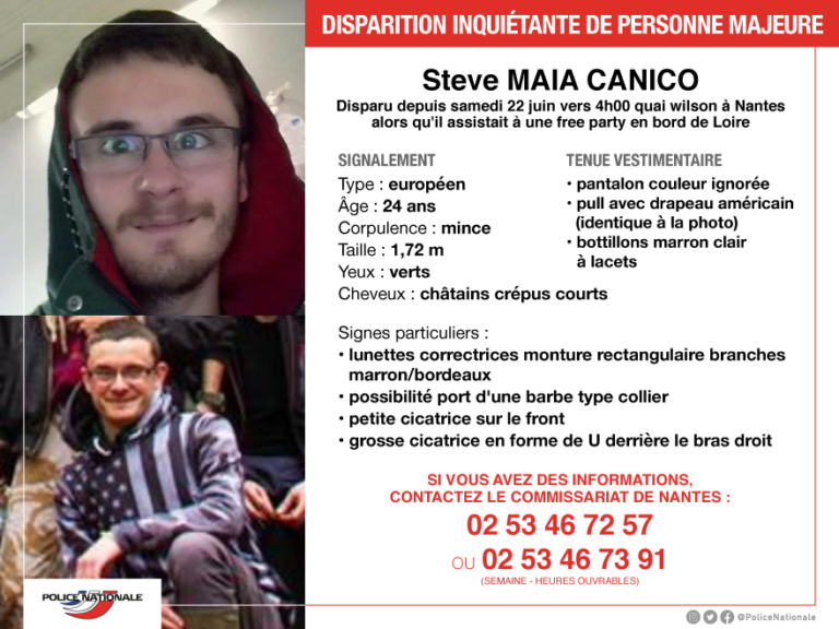 #AppelàTémoins – Polícia. Steve Maia Canico despareceu em Nantes, no dia 22