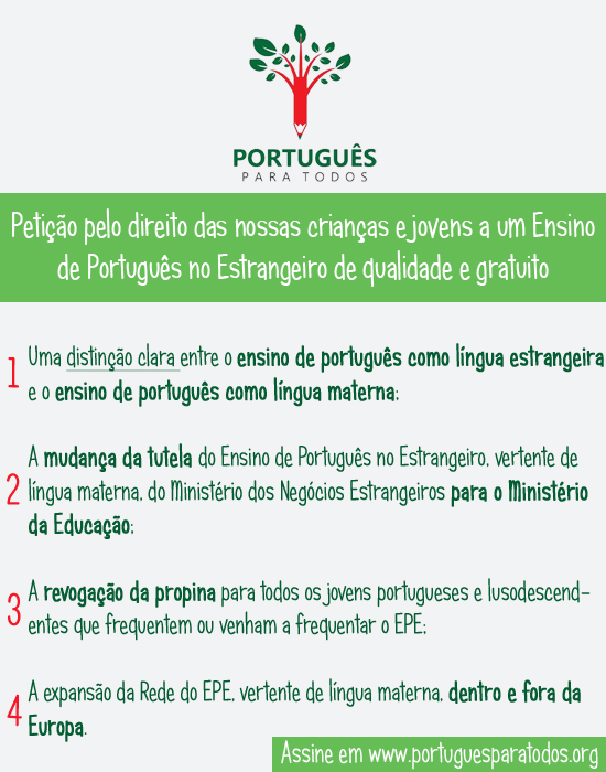 Petição sobre o ensino do português como língua materna