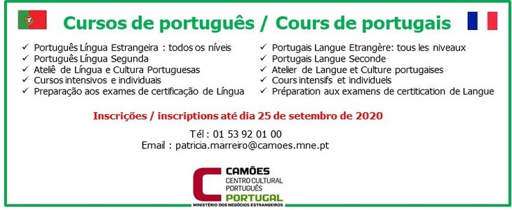 Cursos de português, certificados internacionalmente, no Instituto Camões/Paris. Inscrições até 25/09