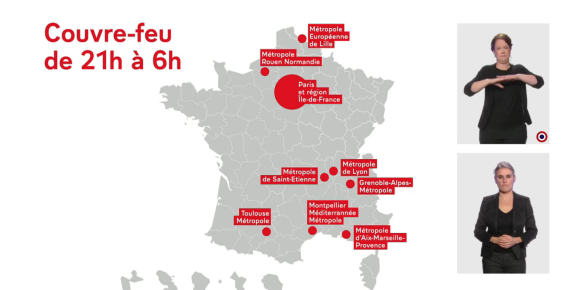 Covid-19/França/Mapa. Zonas em recolher obrigatório a partir de sábado, 00h