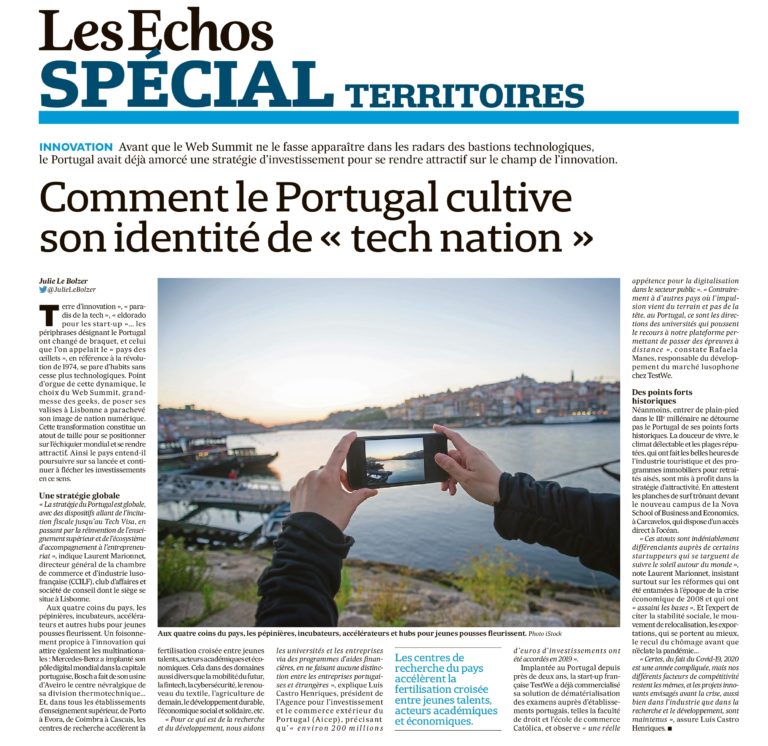 Web Summit/Lisboa. Jornal « Les Echos » publica suplemento de 4 páginas sobre Portugal