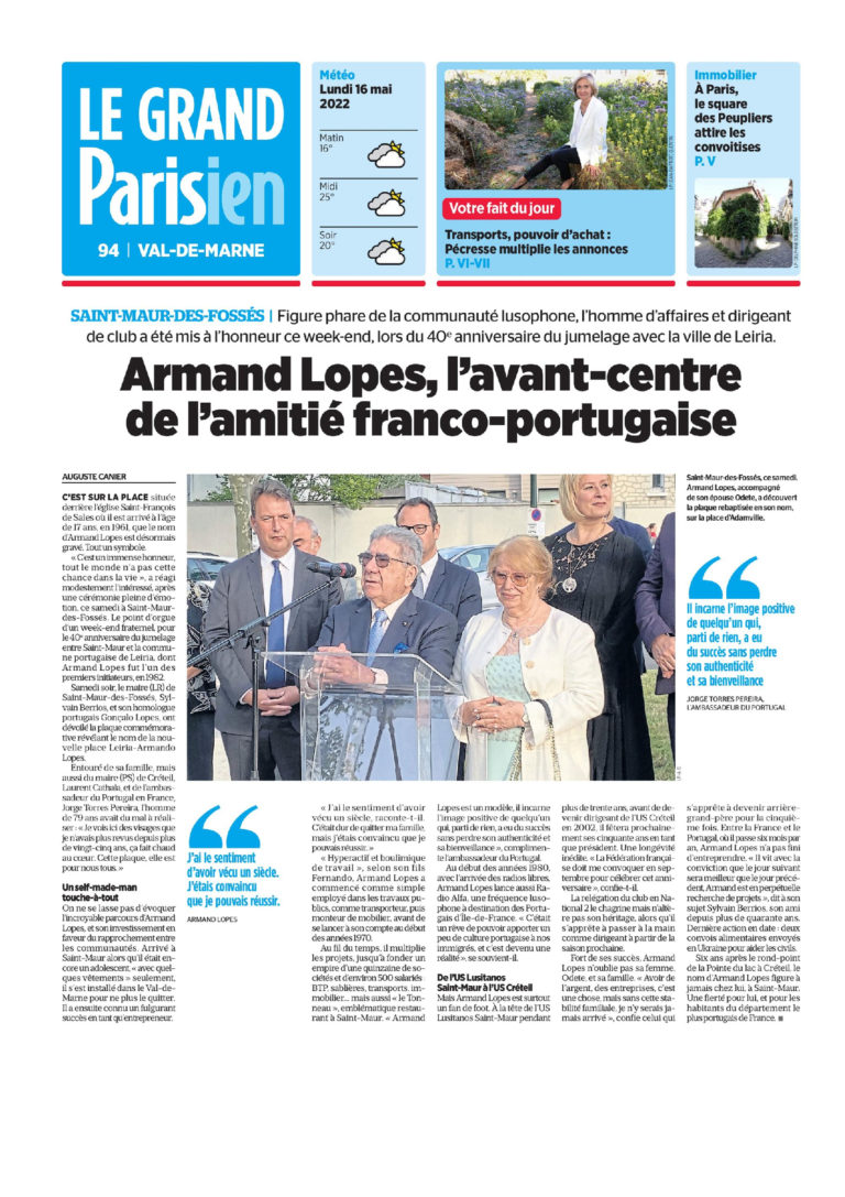 Armando Lopes em grande destaque no « Le Parisien »: « L’avant-centre de l’amitié franco-portugaise »