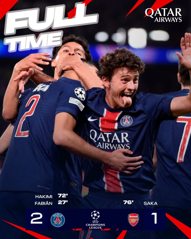 Paris Saint-Germain vence Arsenal e disputa final da ‘Champions’ com Inter Milão