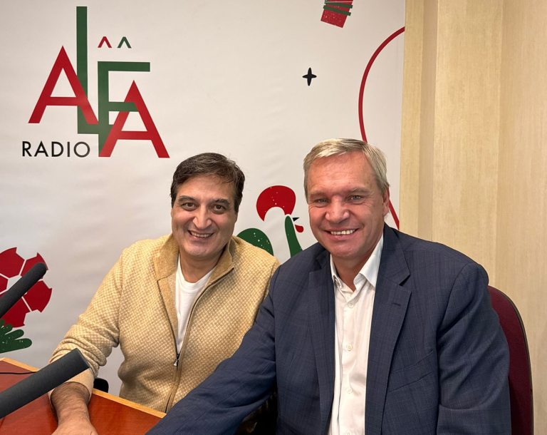 João Lança et Laurent Jeanne dans les studios de Radio Alfa