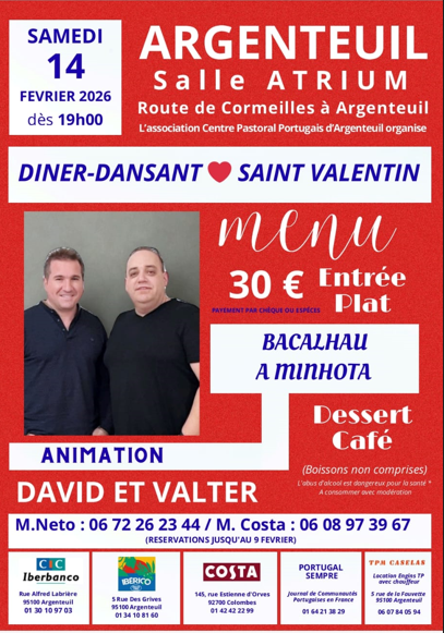 JANTAR COM BAILE DE SÃO VALENTIM, ARGENTEUIL