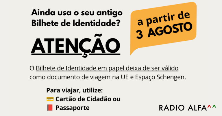 Fim de validade do Bilhete de Identidade Vitalício para viagens